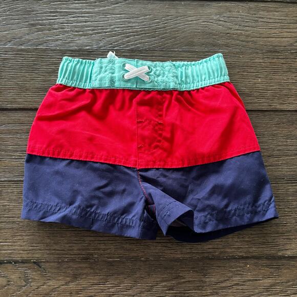 Cat and Jack boys 12 Month Swim Trunks Rugby Striped - Picture 1 of 4